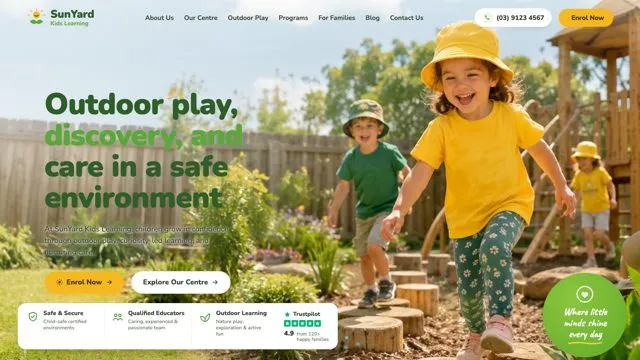 Outdoor play, discovery, and care in a safe environment