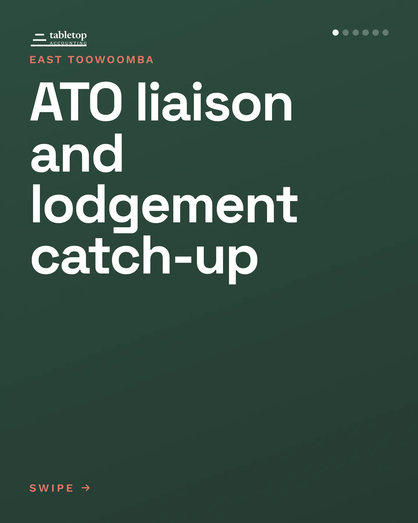 Tabletop Accounting social post: Overdue returns and activity statements brought back up to date, with the ATO dealt with on your behalf. 1. Pull your full lodgement history…