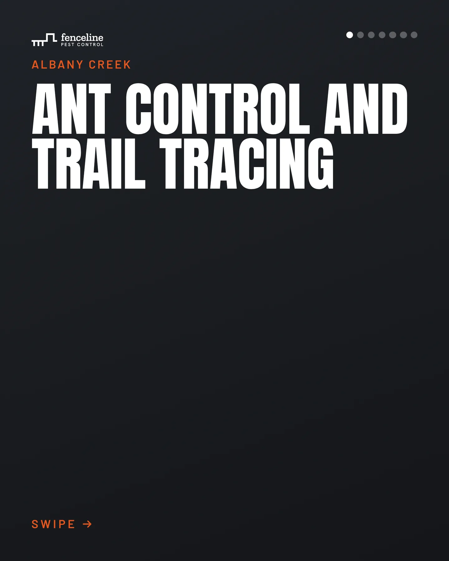Fenceline Pest Control social post: We follow the trail back to where the ants are getting in, treat the nest, and close the gap on the same visit. 1. Follow the trail from whe…