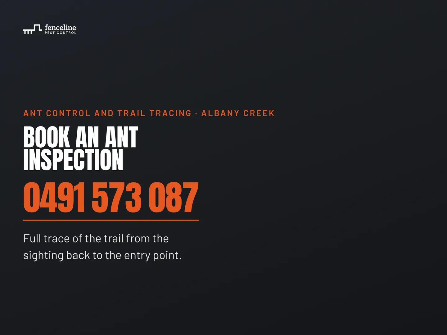 Fenceline Pest Control social post: We follow the trail back to where the ants are getting in, treat the nest, and close the gap on the same visit. Book an ant inspection. Call…