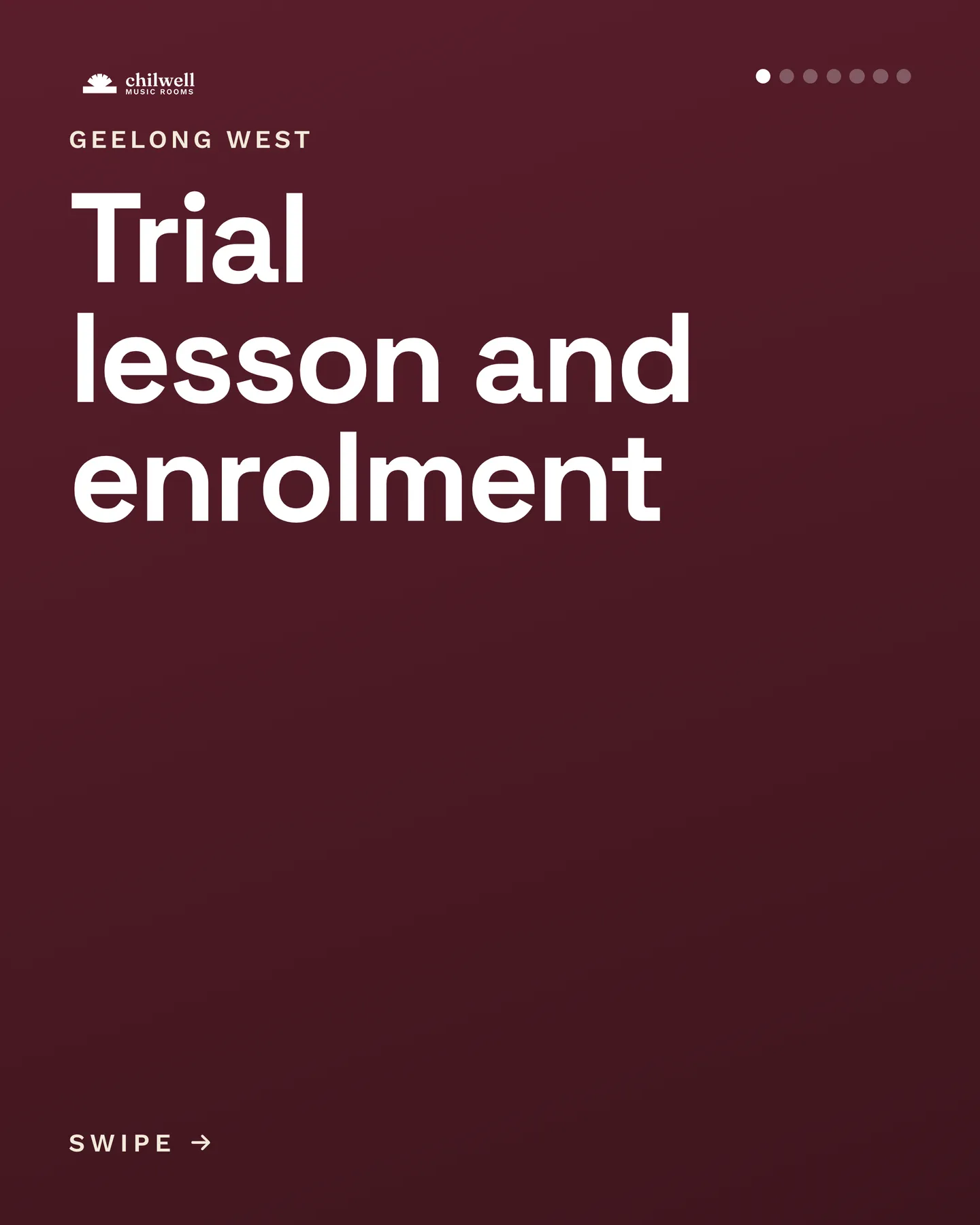 Chilwell Music Rooms social post: One trial lesson with the right teacher before any term commitment, then straightforward enrolment if you want to continue. 1. Short call or…