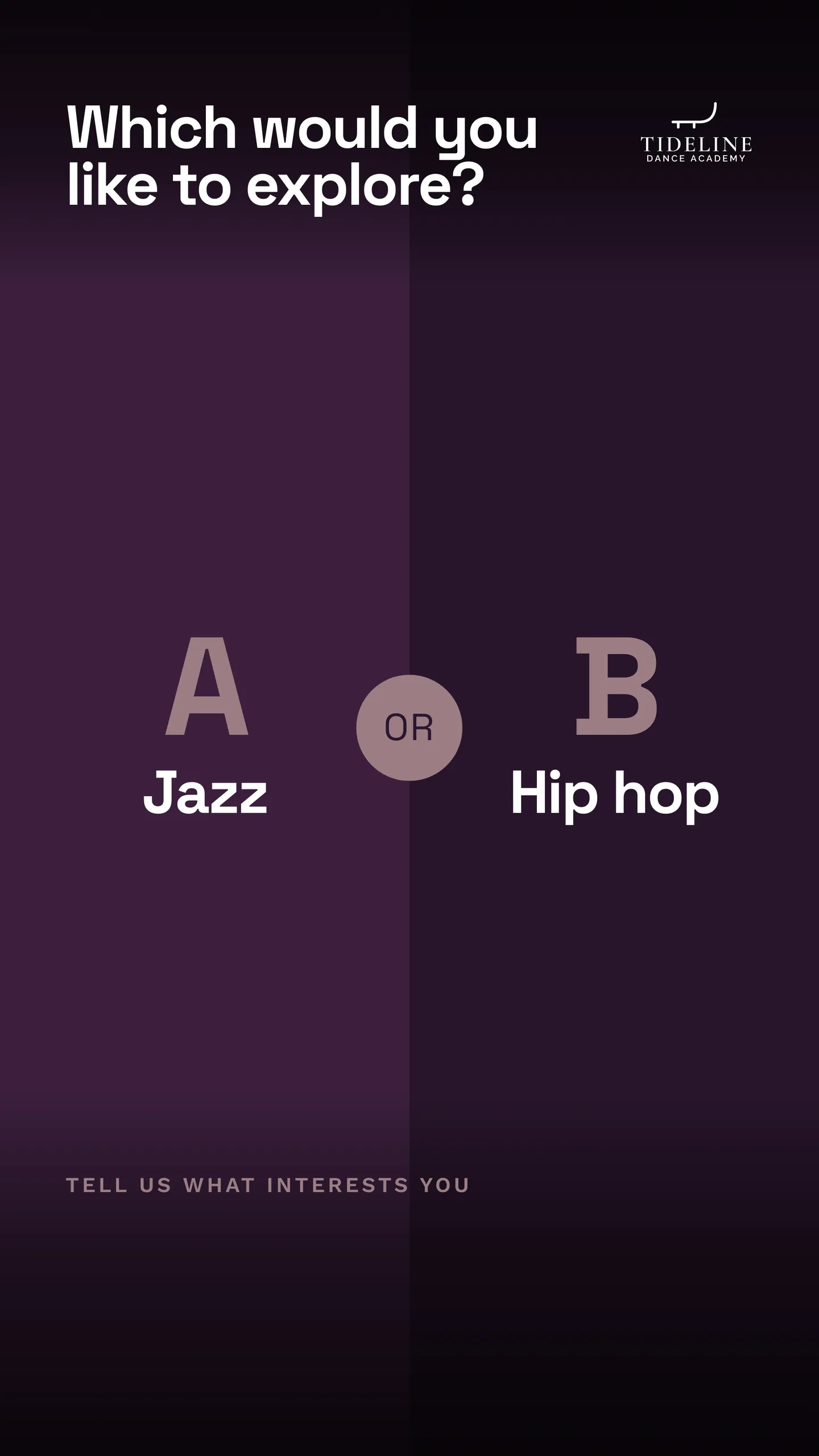Tideline Dance Academy social post: Jazz: Sharp, syncopated technique and choreography danced together, built for dancers who want to perform. Hip hop: Groove, rhythm and chore…