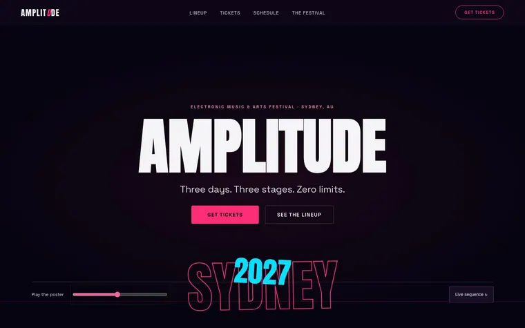 Typography website template preview: Amplitude