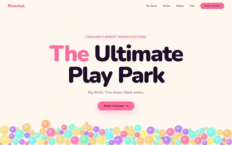 Simulation website template preview: Ricochet