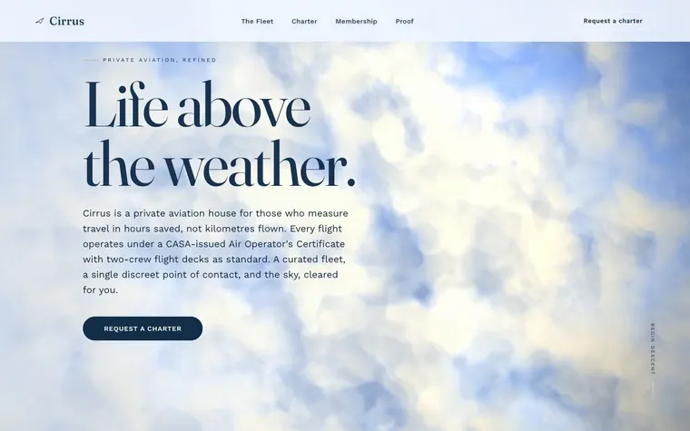 3D website template preview: Cirrus