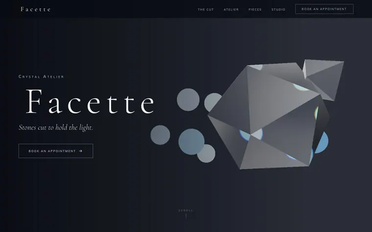 3D website template preview: Facette