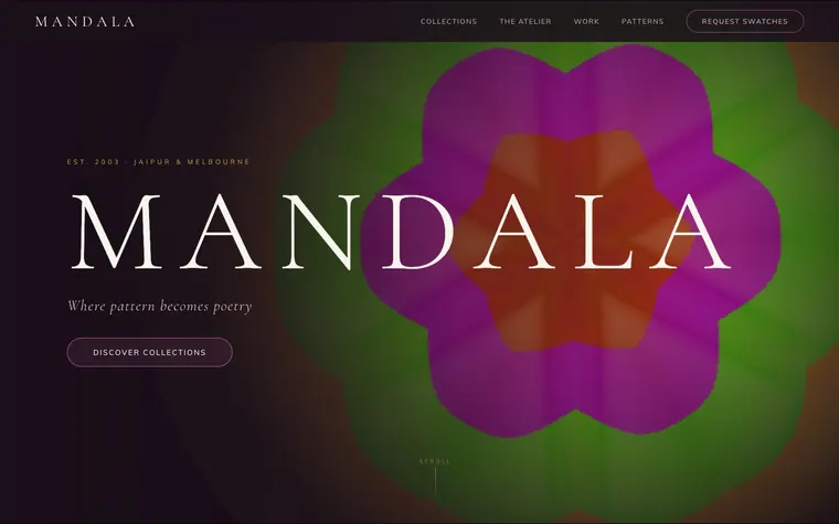 Simulation website template preview: Mandala