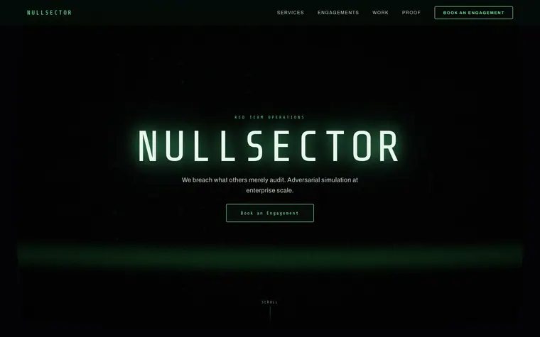 Typography website template preview: Nullsector