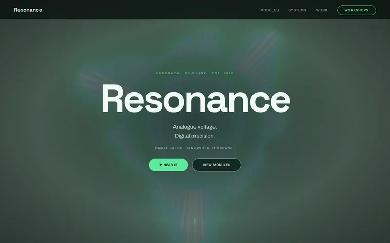 Simulation website template preview: Resonance