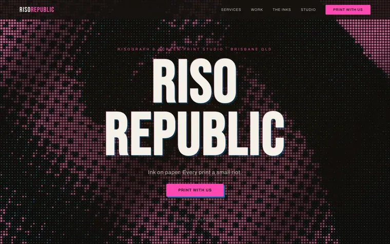 Typography website template preview: Riso Republic