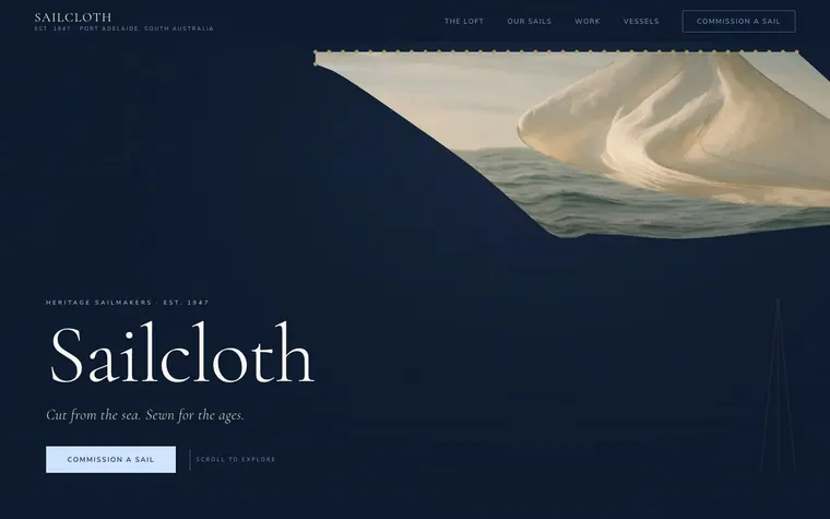 Simulation website template preview: Sailcloth