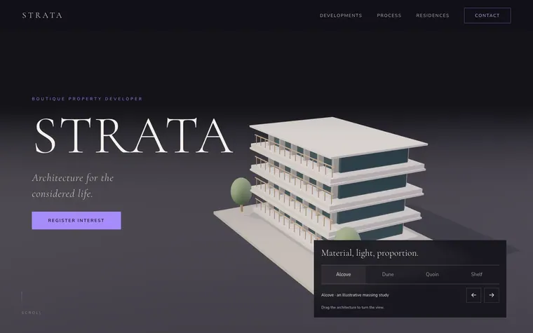 Scroll website template preview: Strata