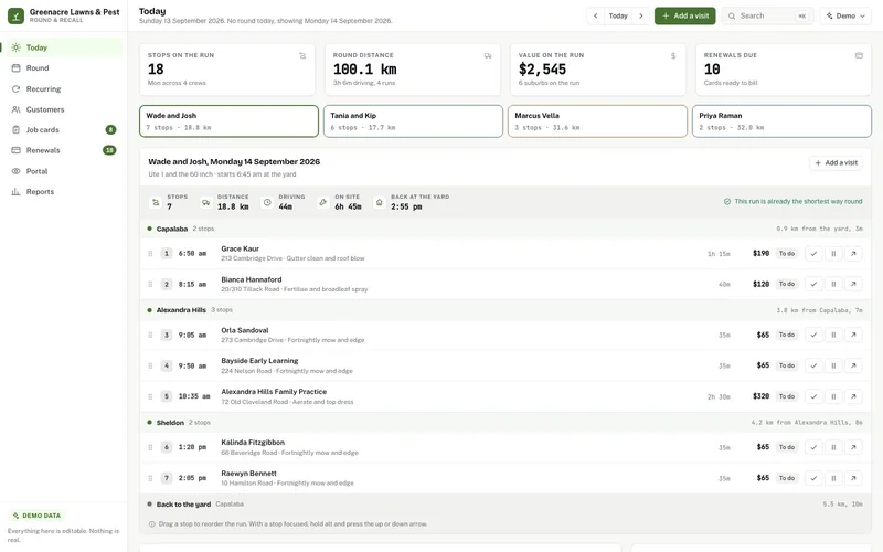 Round & Recall dashboard, live demo preview